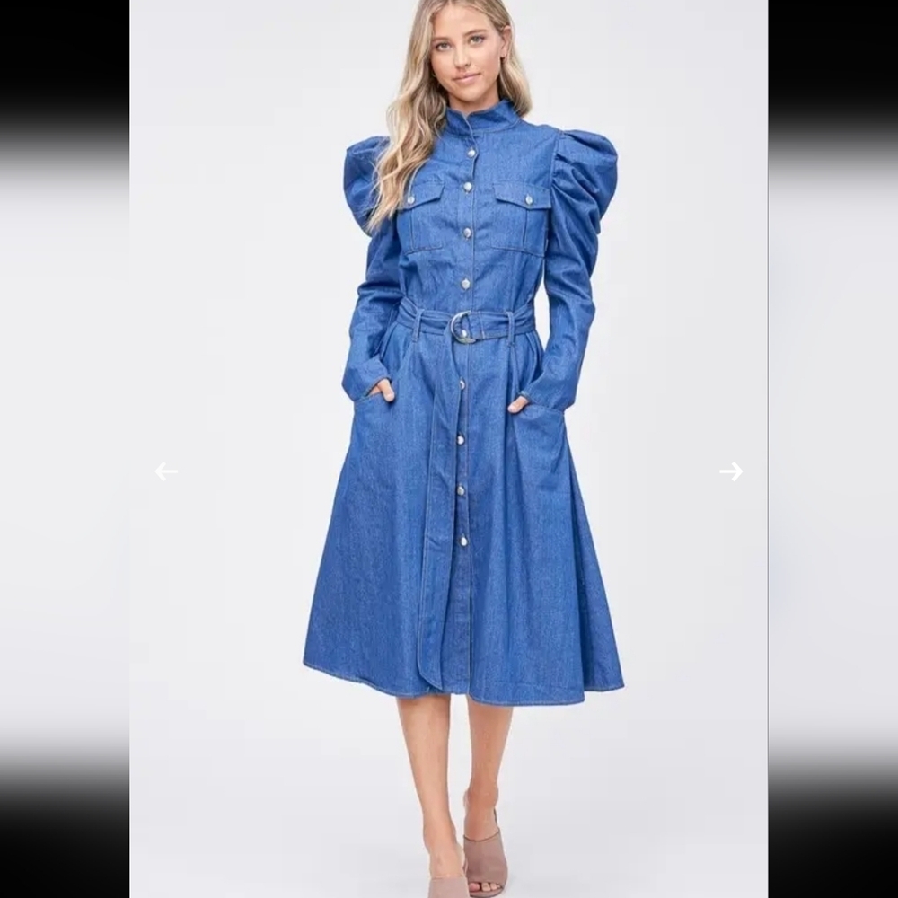 Misty Blue Denim Dress - Picture 3 of 10